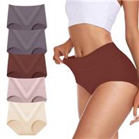 TDONE Underwear Women, High Waisted Tummy Control Cotton Knickers Comfortable Full Coverage Briefs Multipack Ladies Breathable Cotton Underwear Soft Panties(5 Pack)