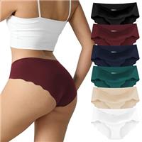 TDONE Seamless Knickers for Women, Soft Breathable No Vpl Show Hipster Panties Comfortable Low Rise Seamless Underwear Sexy Wavy Edges Knickers Ladies Underwear Multipack(6 Pack)