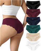 TDONE Seamless Knickers for Women, Soft Breathable No Vpl Show Hipster Panties Comfortable Low Rise Seamless Underwear Sexy Wavy Edges Knickers Ladies Underwear Multipack(6 Pack)