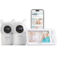 Baby Monitor with 2 Cameras 1080P, Night Vsion Baby Camera with 5" Split Scereen, Temper& Humidity Sensor, Two-Way Talk, 4x Zoom, PTZ, Remote Control via Screen and Free APP