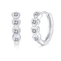 Josfeva Silver Hoop Earrings for Women, 925 Sterling Silver Square Heart Cross Hoop Earrings, Small Hoops Earring with Cubic Zirconia, Hypoallergenic Sleeping Cartilage Ear Jewellery with Present Box