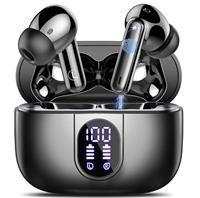 Wireless Earbuds, Bluetooth 5.3 Headphones In Ear with 4 ENC Noise Cancelling Mic, 40H Playtime Bluetooth Earphones, Mini Deep Bass Stereo Ear Buds, IP7 Waterproof Wireless Headphones, LED Display