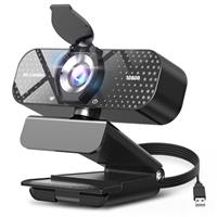 TRAUSI 1080P HD Webcam with Microphone, Noise Cancellation, Privacy Cover, Wide-Angle Lens, Auto Light Correction, Plug & Play USB Webcam for Laptop, Desktop, PC, Mac, Zoom, Skype, Streaming