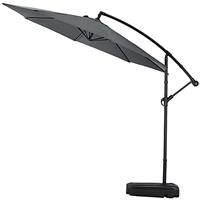 Warmiehomy 3M Garden Cantilever Parasol with Base Outdoor Banana Overhanging Parasol Umbrella 8 Sturdy Ribs with Crank Mechanism for Outdoor Sun Shade