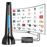 TV Aerial Indoor, Freeview Indoor TV Aerial with 560+ Miles Range, 360 Reception Magnetic Base, Support VHF/UHF/DAB Radio -All TVs