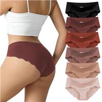 TDONE Seamless Knickers for Women, Soft Breathable No Vpl Show Hipster Panties Comfortable Low Rise Seamless Underwear Sexy Wavy Edges Knickers Ladies Underwear Multipack(6 Pack)