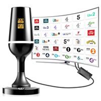 TV Aerial, Freeview Indoor TV Aerial with 500+ Miles Range, 360 Reception TV Antenna Indoor with Signal Booster, indoor aerial for tv Magnetic Base, Support 4K 1080P VHF/UHF/DAB Radio and All TV