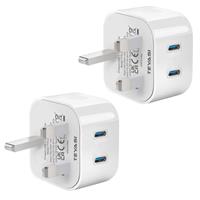 40W USB C Plug Fast Charge, UK 4-Port Multi USB Charger Plug Fast Charging Plug for iPhone 16 15 14 13 12 11 Pro Max SE XS XR Plus, iPad, Samsung Galaxy,Dual Port USBC Power Adaptor Type C Wall Plug