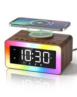 Birthday Gifts for Men Alarm Clock with Wireless Charger, Bluetooth Speaker, White & Brown Noise Machine, Night Light, Wake-Up Light & Snooze Alarm - Ideal for Women, Parents, Bedroom, Festivals