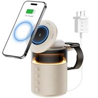 3 IN 1 Wireless Charging Station,33W Magnetic Wireless Charger Stand for iPhone 16 15 14 13 12 Pro Max Apple Watch Airpods Pro,Bedside Docking Station with Light,Bluetooth Speaker for Phone