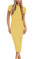 LACOZY Womens Summer Short Sleeve Midi Dress Sexy Fitted Bodycon Pencil Dresses Formal Cocktail Dresses Long Dress