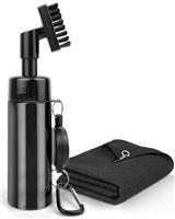 Victoper Golf Club Cleaning Brush Set, Golf Club Cleaner Brush with retractable cord & Golf Towel Golf Cleaning Brush with Water Spray Golf Club Cleaner Kit with Hook Golf, Black
