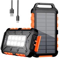 WOWMVP Solar Power Bank 26800mAh, PD15W USB C Portable Solar Charger Fast Charging External Battery Pack with 3 Outputs 2 Inputs and LED Light for Outdoor Phone Tablets and More