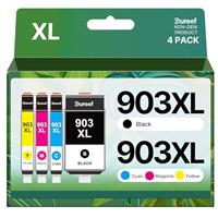 Gureef 903XL Replacement for HP 903XL Ink Cartridges 903 Compatible for HP Officejet 6960 6950 Officejet Pro 6960 6970 (Black Cyan Magenta Yellow)