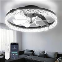 Aphyni Foldable Ceiling Fan with LED Light, Remote Control, Adjustable Color Temperature (3000-6500K), 6 Wind Speeds, Silent Flush Mount Fan for Home and Office