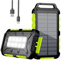WOWMVP Solar Power Bank 26800mAh, PD15W USB C Portable Solar Charger Fast Charging External Battery Pack with 3 Outputs 2 Inputs and LED Light for Outdoor Phone Tablets