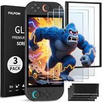 PALPOW 3-Pack Screen Protector for Nintendo Switch 2 with Auto-Alignment 2025,Anti-Blue Light Tempered Glass Matte Screen Protector,Anti-Dust, 25 seconds Installation,Anti-Bubble,Ultra-Clear