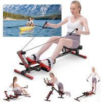 Rowing Machines for Home Gym, 4 in 1 Rowing and Ab Machine with 2 Levels of Workout Resistance, Quiet & Foldable Rower Machine with 3 Adjustable Handle Heights & LCD Monitor, Comfort Seat