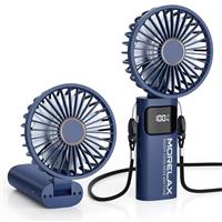 Morelax Handheld Mini Fan,USB Rechargeable Fodable Personal Fans 4000mAh,90 Adjustable, 6 Speed Strong Wind,Portable Fan Pocket Design 5 IN 1Cooling Table Fan for Office School Outdoor Travel