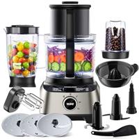 YASHE 1300W Food Processor, 11-in-1 Multifunctional Kitchen Machine with 2.5L Bowl 1.5L Blender, Mixer, Grinder, Juicer, Dough Kneader, Chopper, Slicer Shredder for Family Use