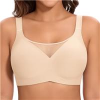 Cavotor Non Wired Bras for Women Seamless Push Up Bra T Shirt Soft Comfort Support Bras for Saggy Breasts Lace Wireless Bralettes with Bra Extender