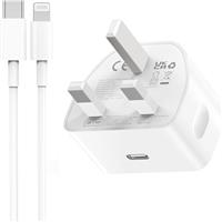 Maokener 20W USB C Fast Charger With 2M Cable for phone 14/14 Plus/14 Pro/14 Pro Max/13 12 11 X XR XS SE 2020 8 7 6 6S Mini, Pad Pro, USBC PD Wall Charging Plug UK Type C Power Adapter and 6FT Cord