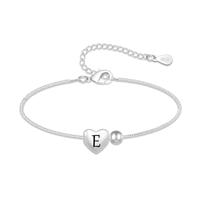 Casxyue S925 Silver Bracelet With A-Z Letters For Women Girls Initial Heart Pendant Charm Jewellery Birthday Christmas Gifts For Mum Daughter Friends