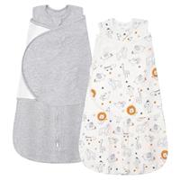 ZIGJOY Newborn Sleeping Bag 1.0 TOG 2 Pack Swaddle Wrap Baby Swaddle Sleeping Bag 100% Cotton Baby Wearable Blanket for New born Infant Boy Girl Grows 0-6-12 Months