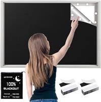 Blackout Blinds Stick On, 100% Blackout Blind Curtain for Window, 420D Fabric Portable Blackout Shades Film for Bedroom, Cut to Any Size, Black Out Blinds for Travel Temporary, 300x145cm