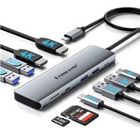 Lemorele Aluminum Docking Station Dual HDMI, 10-in-1 USB C Hub to 2 HDMI 4K, 4 USB 3.0/2.0, 100W PD Fast Charging, SD/TF Dual Display Multiport Adapter for Macbook/Dell/Acer/Lenovo