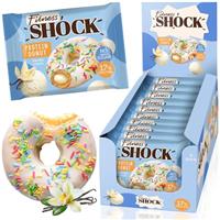 FitnesSHOCK Protein Donuts, Chocolate Flavor with Sprinkles - No Added Sugar, High in Fiber & Protein (12g/17%), Palm Oil-Free, Stevia-Sweetened, 9 Pack (70g each)