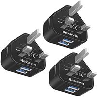 USB Plug Charger,2 Pack 4 Port Multi USB Plug Adapter UK 25W/5A Wall Charger Mains with Smart IC Fast Charging for iPhone 11 pro Max XS XR X SE2020 10 8 7 6 ipad,Samsung S10 S9 S8 S7,Huawei