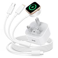 3 in 1 Fast Charger for Apple Watch and iPhone, iWatch Charger Cable 2M and USB C Fast Charger Plugwith 20W Fast Wall Charger for iWatch Series 10/9/8/7/6/SE/Ultra, iPhone 16 15 14 13 12 11 Pro Max
