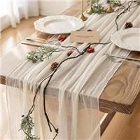 Haquno 2PCS Bohemian Cotton Table Runner Tablecloth - Rustic Wedding Table Decoration for Bridal Showers, Birthdays and Celebrations (90x300cm) - Eco-Friendly Cotton, Reusable (Pink)