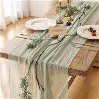 Haquno 2PCS Bohemian Cotton Table Runner Tablecloth - Rustic Wedding Table Decoration for Bridal Showers, Birthdays and Celebrations (90x300cm) - Eco-Friendly Cotton, Reusable (Pink)
