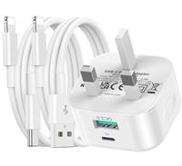 USB Plug Charger,2 Pack 4 Port Multi USB Plug Adapter UK 25W/5A Wall Charger Mains with Smart IC Fast Charging for iPhone 11 pro Max XS XR X SE2020 10 8 7 6 ipad,Samsung S10 S9 S8 S7,Huawei