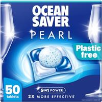 OceanSaver Pearl - All-in-One Eco-Friendly Dishwasher Tablets - Pack of 50 | 5-in-1 Non-Toxic Plastic Free Dish Washing Tablets for Sustainable Cleaning | 2x More Effective Cleaning