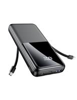 Fast Charging Power Bank15000mAh -Portable Charger with 2 Built-in Cables, 3 Output Ports, LED Display, PD/QC 3.0, Slim Portable Charger for iPhone 16/15/14, Android, iPad & More (Black)