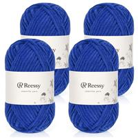 Reessy Chenille Yarn, Soft Chunky Yarn for Crochet, 4 50g Thick Wool Fluffy Wool Perfect for Crochet Baby Blankets, Jumpers, Scarves, Hats