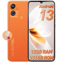 OUKITEL C33 Mobile phones, 15GB+256GB (Expandable 2TB), Android 13 phones, 50MP+5MP Camera, 6.8" HD+ Display, 5150mAh/10W, 4G Dual SIM Cellphone, FaceID/Fingerprint/GPS/OTG, Orange