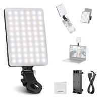 NEEWER BASICS Clip on LED Selfie Light Compatible with iPhone, 2000mAh Rechargeable, Phone Clamp Holder & Cleaning Cloth, Webcam Laptop Zoom Video Conference Recording Makeup Fill Lighting, NL-60AI
