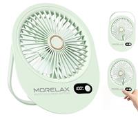 Morelax Handheld Mini Fan,USB Rechargeable Fodable Personal Fans 4000mAh,90 Adjustable, 6 Speed Strong Wind,Portable Fan Pocket Design 5 IN 1Cooling Table Fan for Office School Outdoor Travel