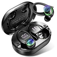 Wireless Earbuds, Bluetooth 5.4 Headphones with 4 ENC Noise Canceling Mic, 50H Playtime Stereo Wireless Earphones with LED Display, Over Ear Buds with Earhooks, IP7 Waterproof for Sport, Light Purple