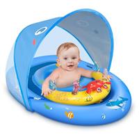 LAYCOL Baby Swimming Float with UPF50+ Sun Protection Canopy & Toy Play Console, Adjustable Safety Seat, Toddler Swimming Float for 6-36 Months