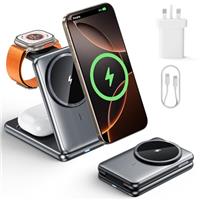 ONEWEST 3 in 1 Wireless Charging Station, 20W Foldable Magnetic Wireless Charger, Phone Charger For iPhone 16/15/14/13/12, Charging Station For AirPods, Apple Watch Chargers for Bedroom Office Bar