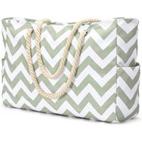 oscaurt Beach Bag Large Waterproof Beach Tote Bags with Zip and Rope Handle Summer Holiday Essentials Shoulder Handbags for Travel Shopping Pool Gym Picnic
