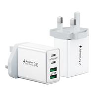 USB C Plug Fast Charge, 40W Multi USB Plug UK Fast Charger Plug 4-Port Dual Port 20W USBC Power Adapter+QC Wall Charger Head Type C Charging Plug for iPhone 16 15 14 13 12 11 Pro Max Plus,iPad,Samsung