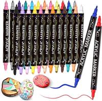 XDISHYN 24 Colors Dual Tip Acrylic Paint Markers for Paper,