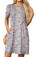 GRECERELLE Womens Dresses Summer Casual Short Sleeve V Neck Shift Dress for Women Ladies T Shirt Dress with Pockets