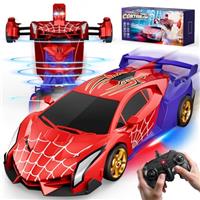Remote Control Transform Car With Eye & Underbody Lights, 2.4GHz Spider RC Car & Robot One-Button Deformation & Fast 360Rotation, Toys Gifts Present for 3 4 5 6 7 8 9 Year Old Boys Kids Toys Age 3-12